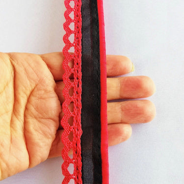 Embroidered Crochet Cotton One Yard Lace Trims Approx. 28mm Wide, Fabric Trim With Crochet Fringe
